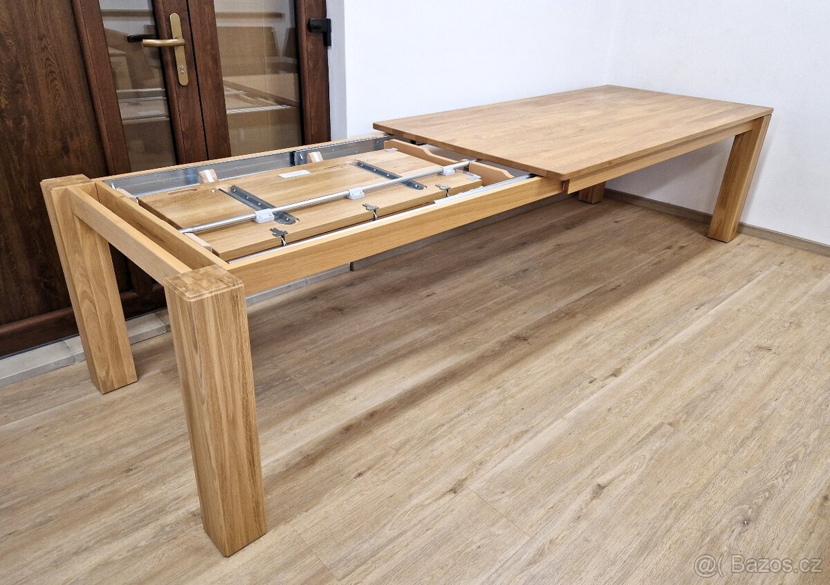 Sleva -nový rozkládací jídelní stůl dub masiv 100x200+100cm