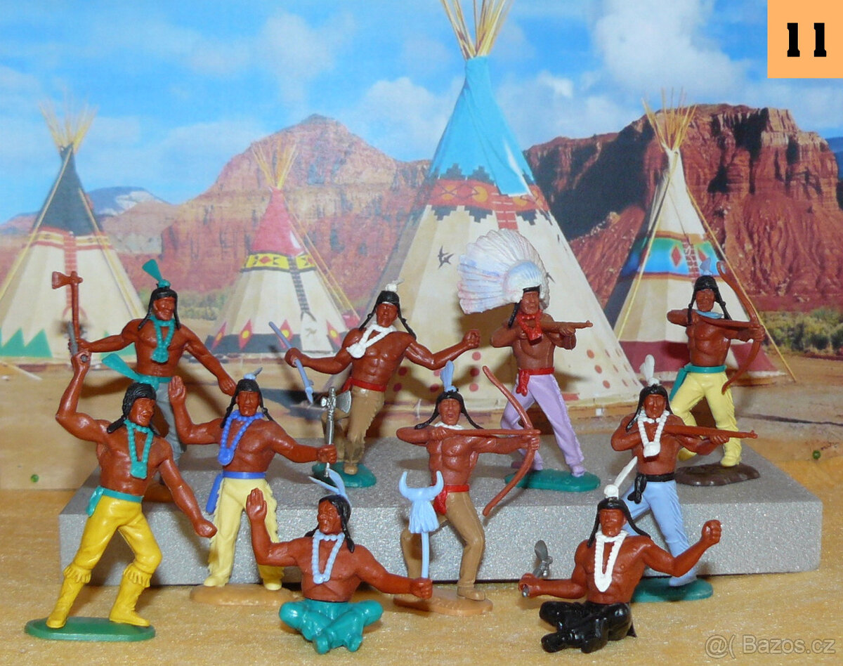 ( 11 ) Timpo Toys originál figurky : indiáni