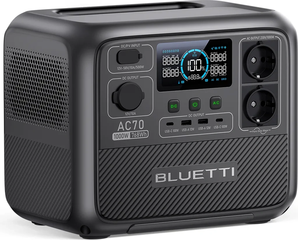BLUETTI Power Generator AC70 768Wh/1000W přenosná elektrárna