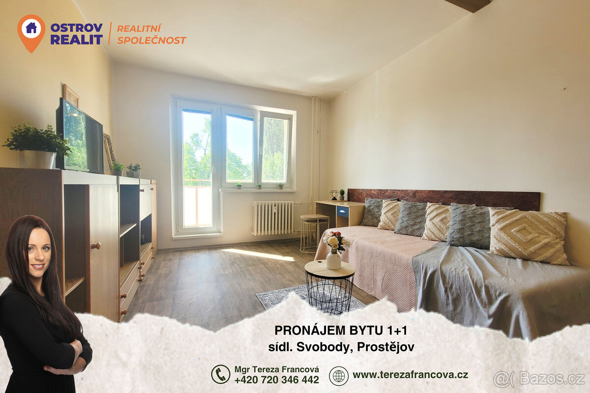 Pronájem bytu 1+1 s balkónem, Sídliště Svobody, Prostějov