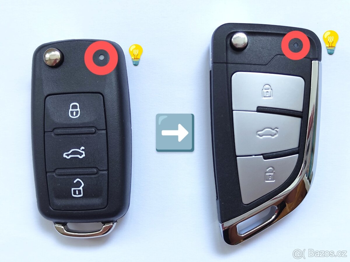 Klíč Škoda Volkswagen Seat  Stačí přendat elektroniku dálkov