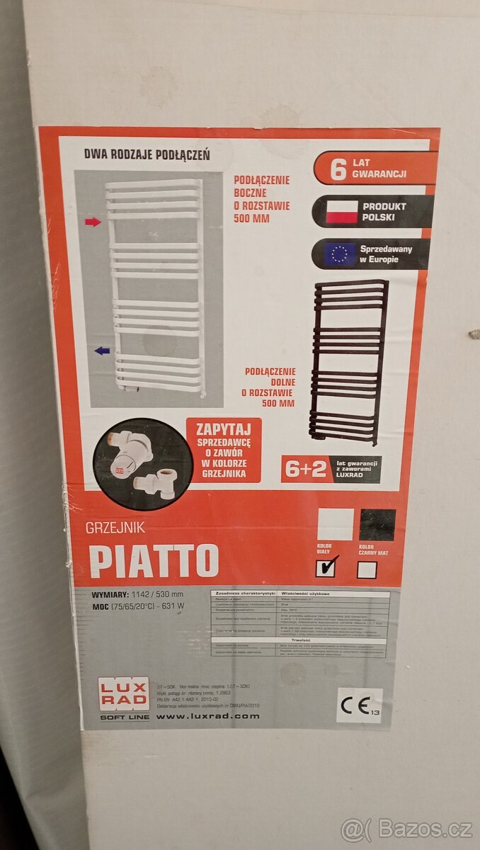Topný žebřík Luxrad Piatto 114 x 53 bílý