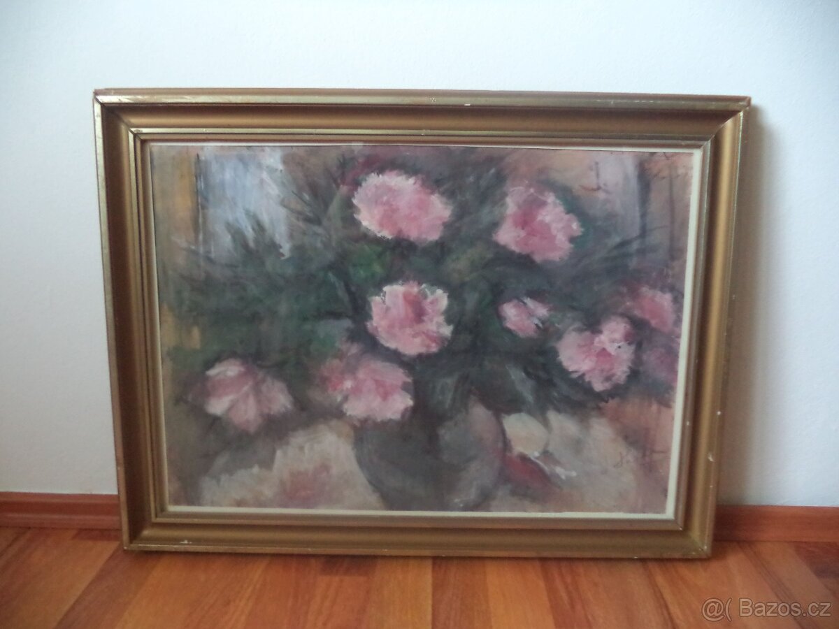 Obraz „Pivoňky“ – Josef Hrádek, 1993, originál
