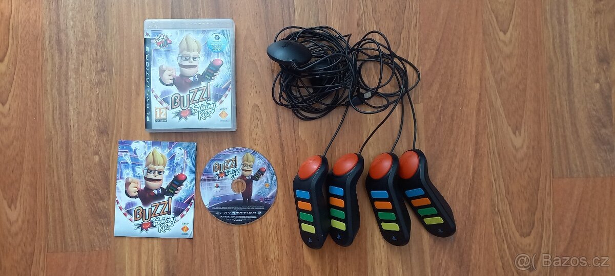 Prodám Světový kvíz na playstation 3 + 4 ovladače buzz