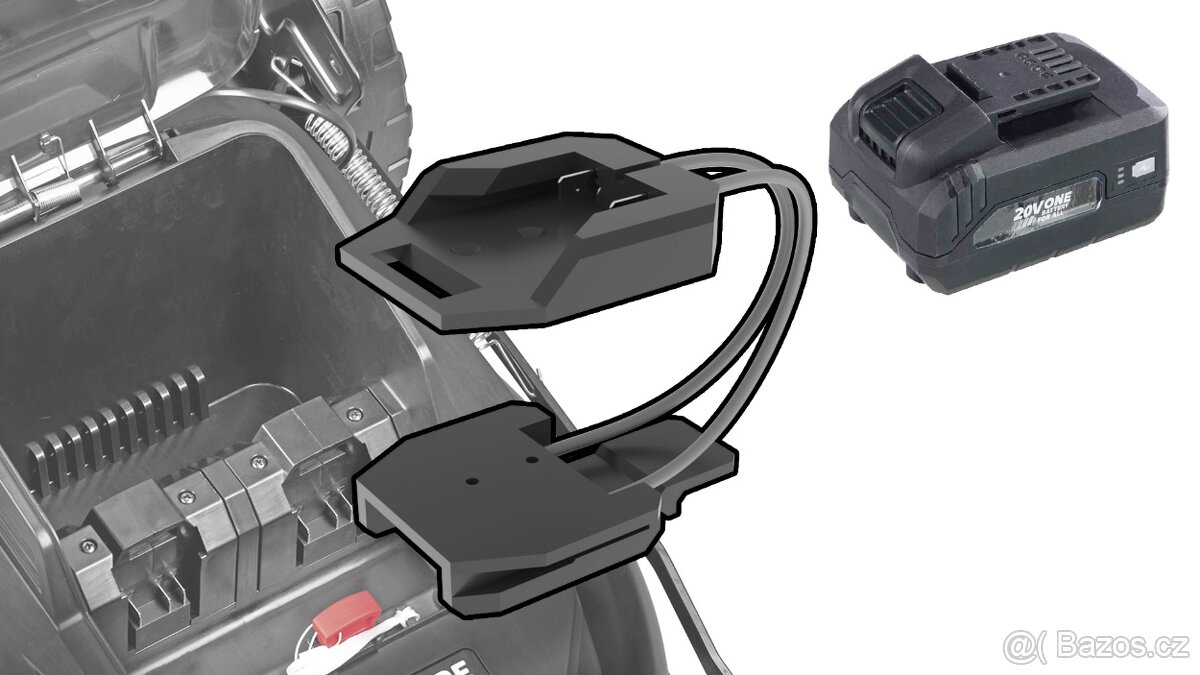 Kabelová redukce baterií Kaufland na nářadí Parkside