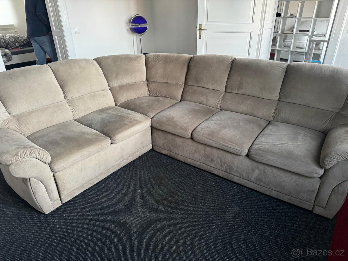 Rohová sedačka hnědá mikroplyš