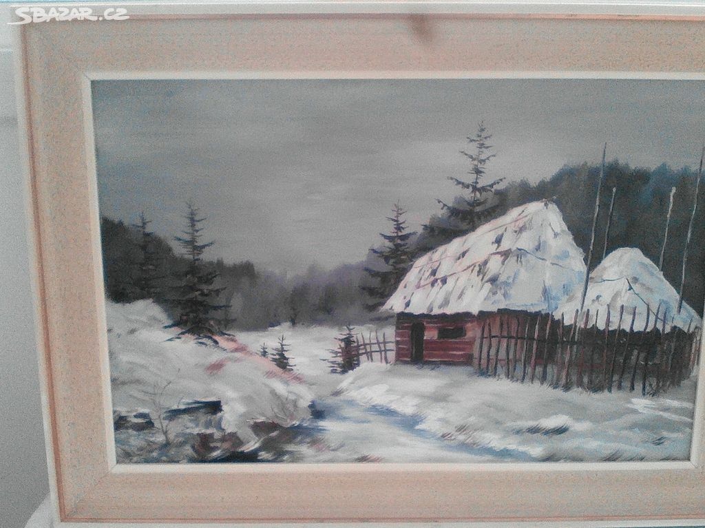 Retro - obraz,kov.váza,dekor.láhev,čaroděj,teploměr,skl.váza