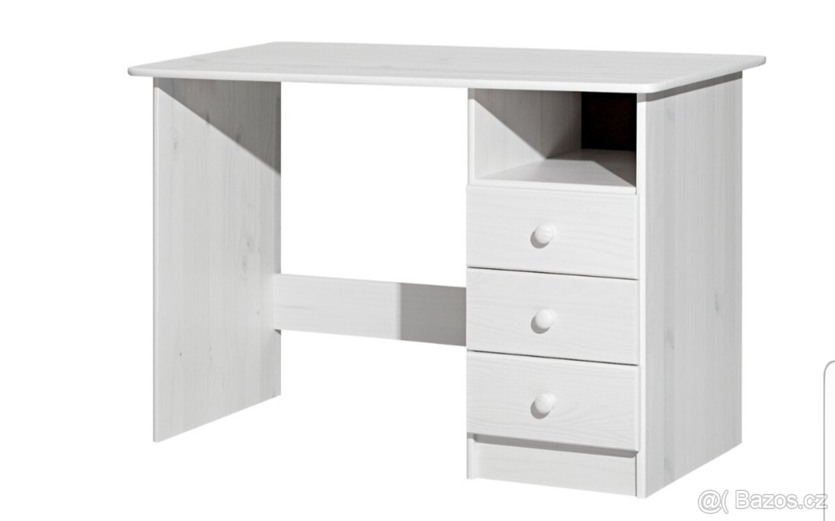 Psací stůl (bílý lak, masiv borovice)