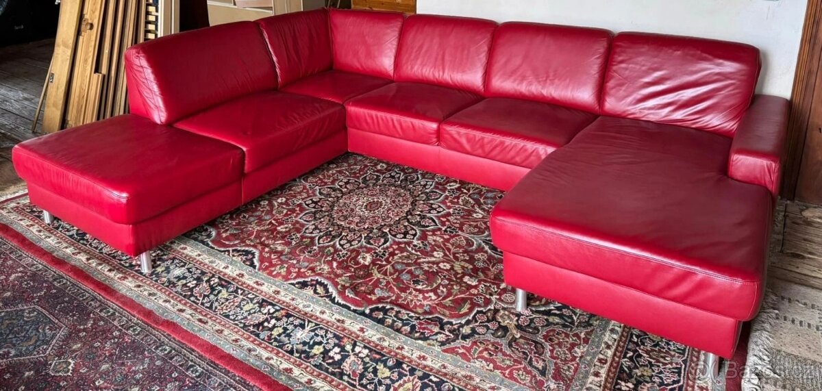Kožená sedací souprava ve tvaru U, 3145