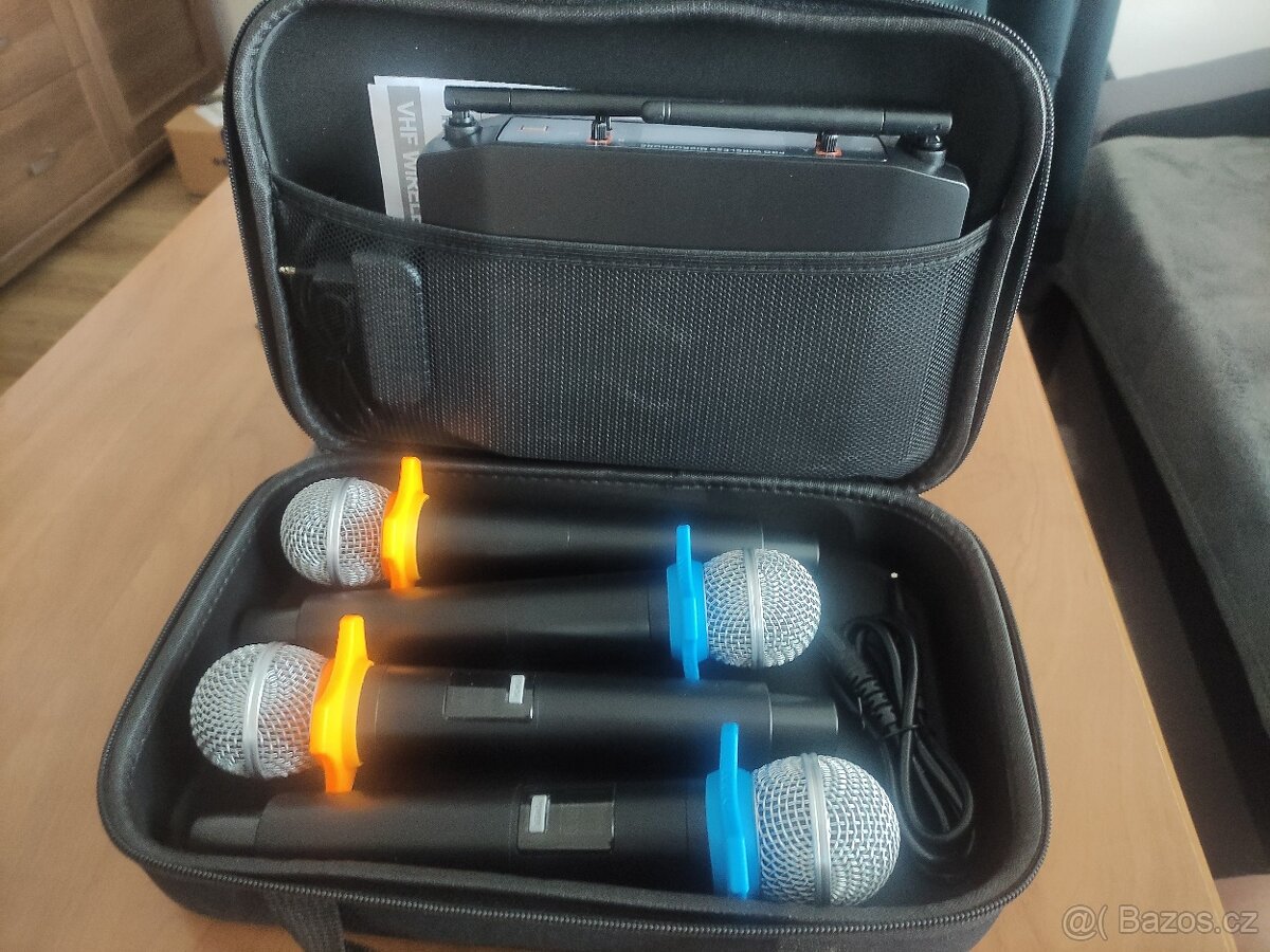 Prodám set bezdrátových mikrofónů 4ks s přepravním obalem