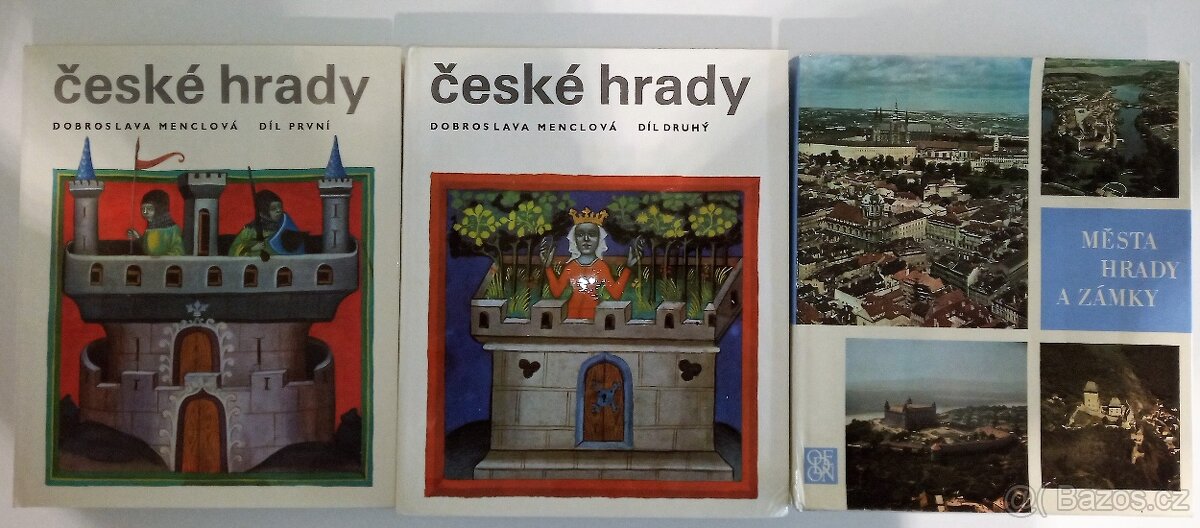 KNIHY: ČESKÉ HRADY 1.a 2.díl;  MĚSTA, HRADY A ZÁMKY