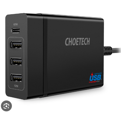 Nabíječka Choetech 72W (USB C + 3x USB A)