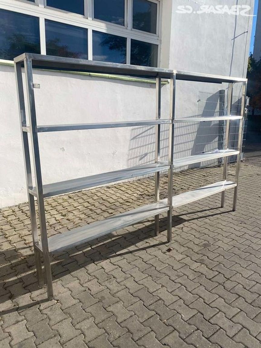 Nerezový regál 4 policový 314x25x200cm