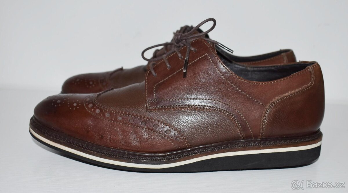 Pánské kožené boty brogue derby, vel. 43