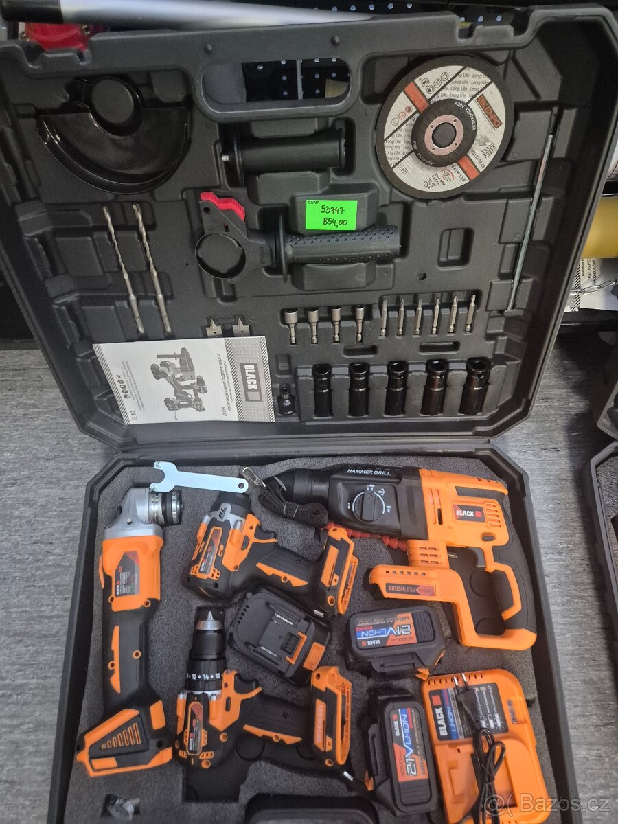 Sada aku. nářadí bruska,vrtačka,bourací kladivo,utahovák