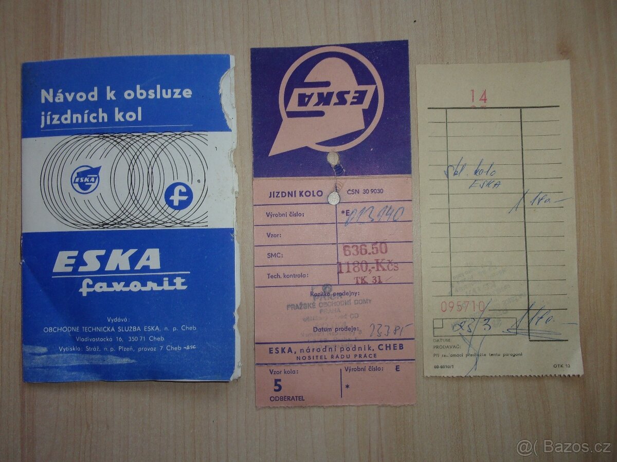 STARÝ DOKUMENT - KOLO ESKA, FAVORIT, SKLÁDAČKA