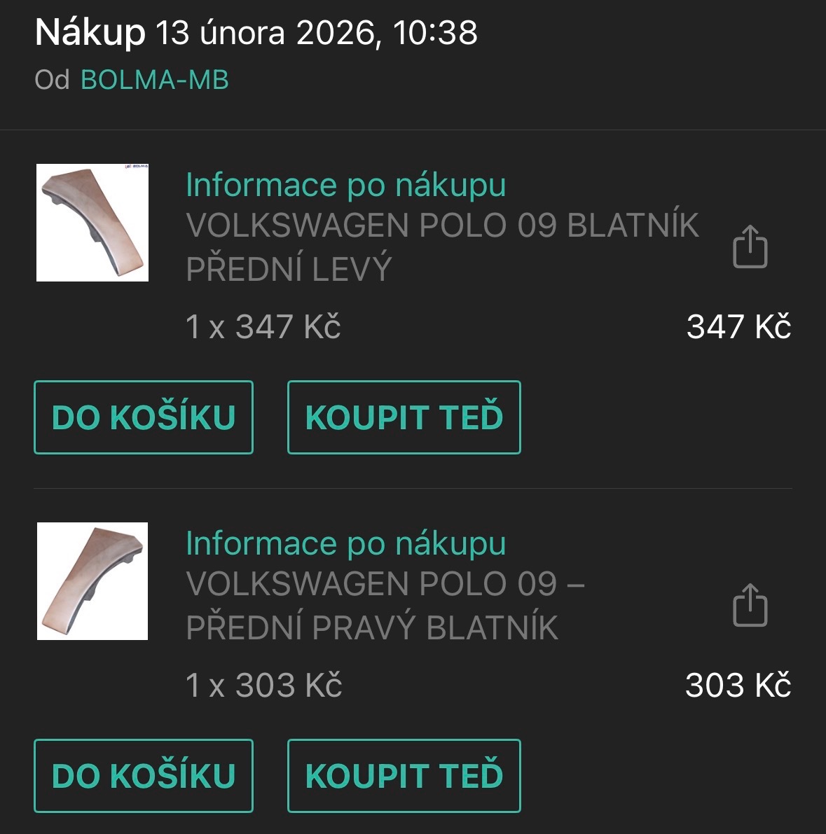 Opravné plechy blatníku