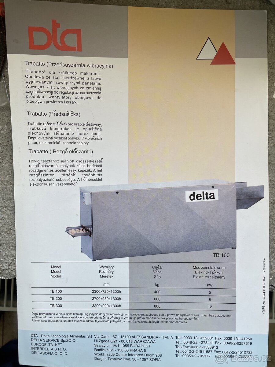 vibrační Před sušárna těstovin -Trabato
