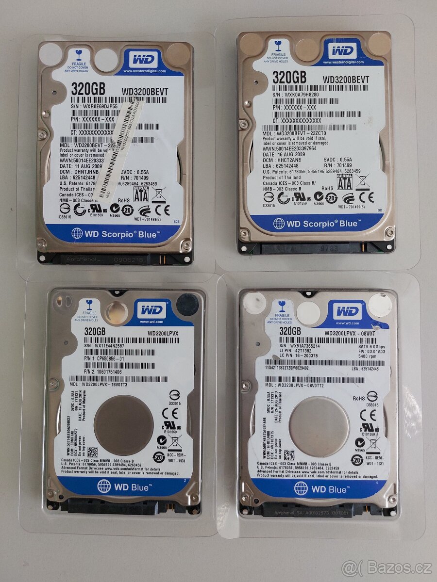 HDD disky, 100% funkcni 60,80,100,160,320,500 GB