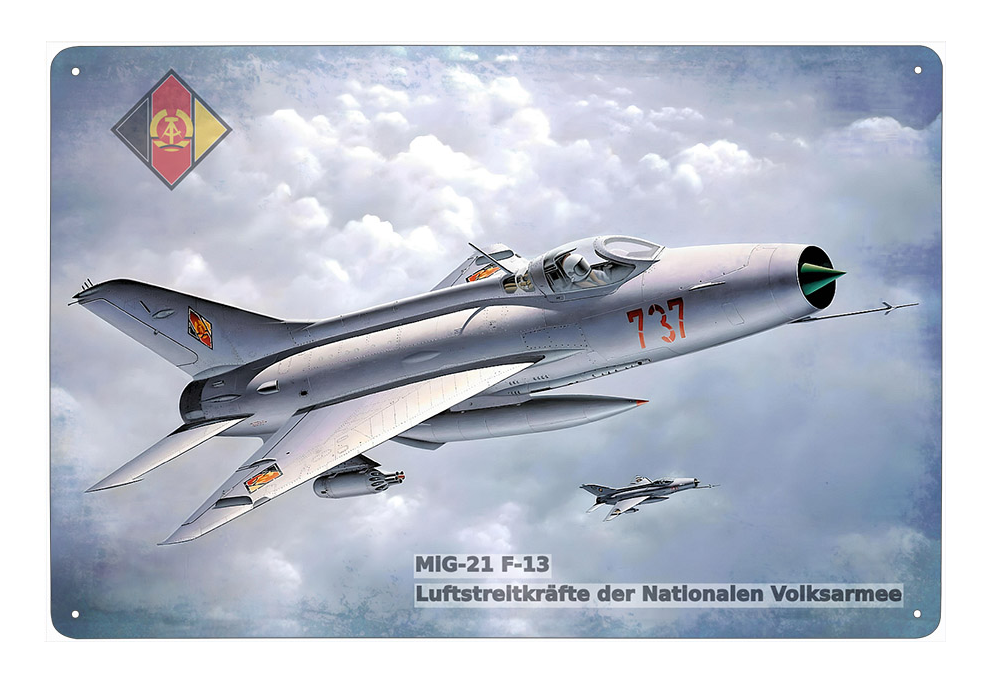 plechová cedule - MiG-21 F-13 (Východní Německo)