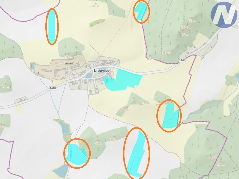 Lipovice, zemědělské a lesní pozemky, 72 564 m2