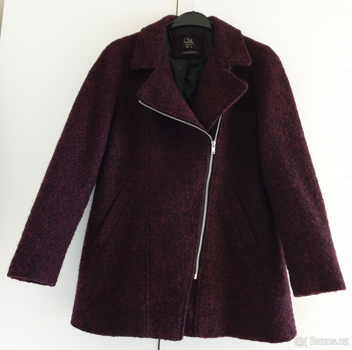Clockhouse M 40 zimní vínový bordo kabát křivák vlněný