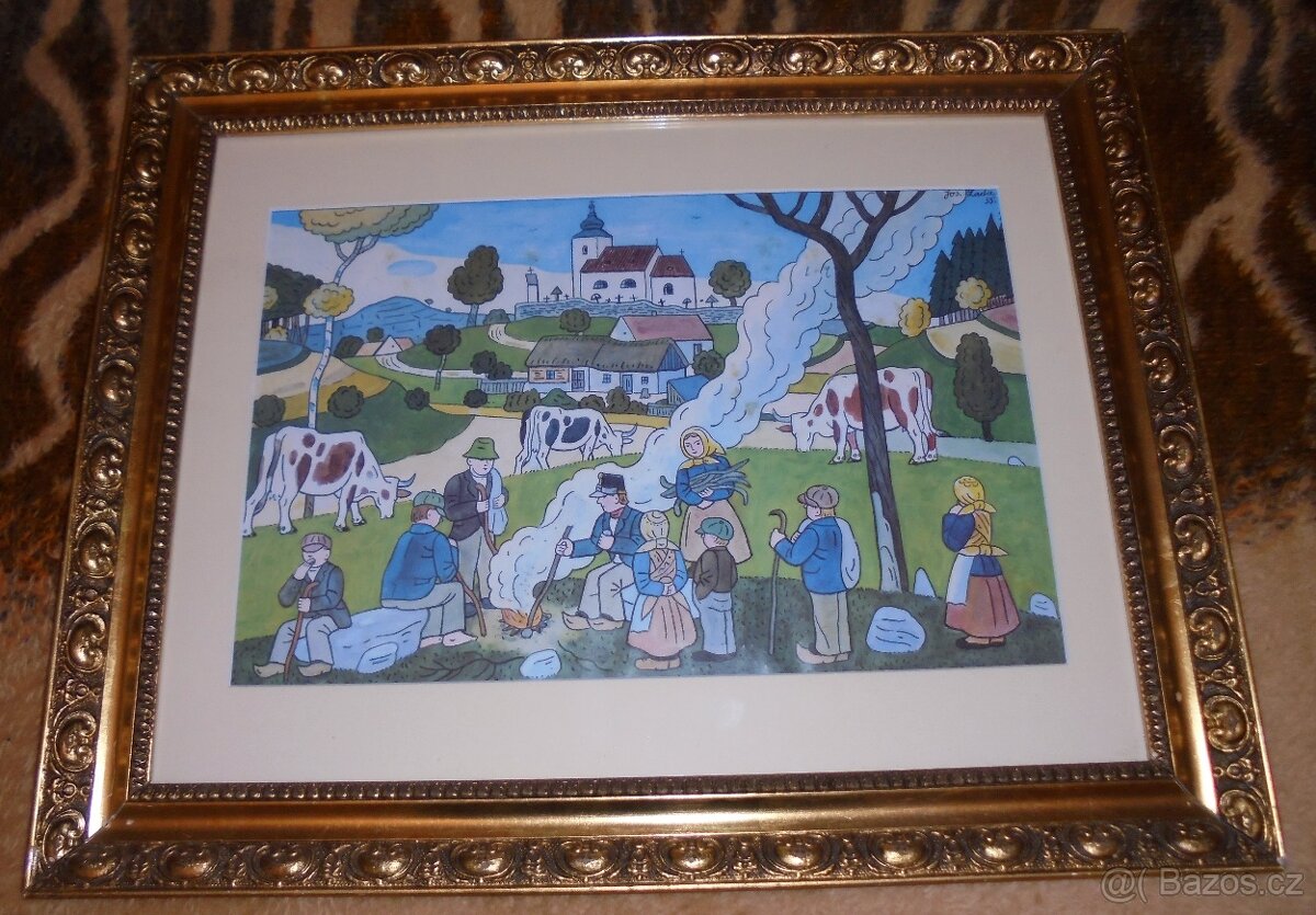 Josef Lada obrázek - PODZIM 1955 , roz. 52x42cm