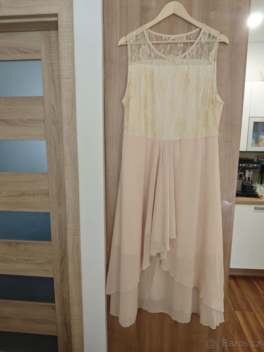 Prodám 3x  nové společenské šaty zlato béžové s krajkou