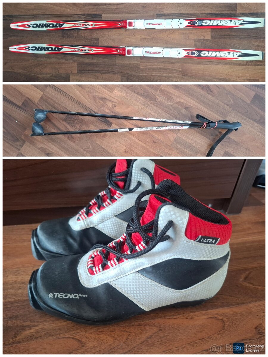 Dětské běžky 130 cm + boty 35 + hůlky