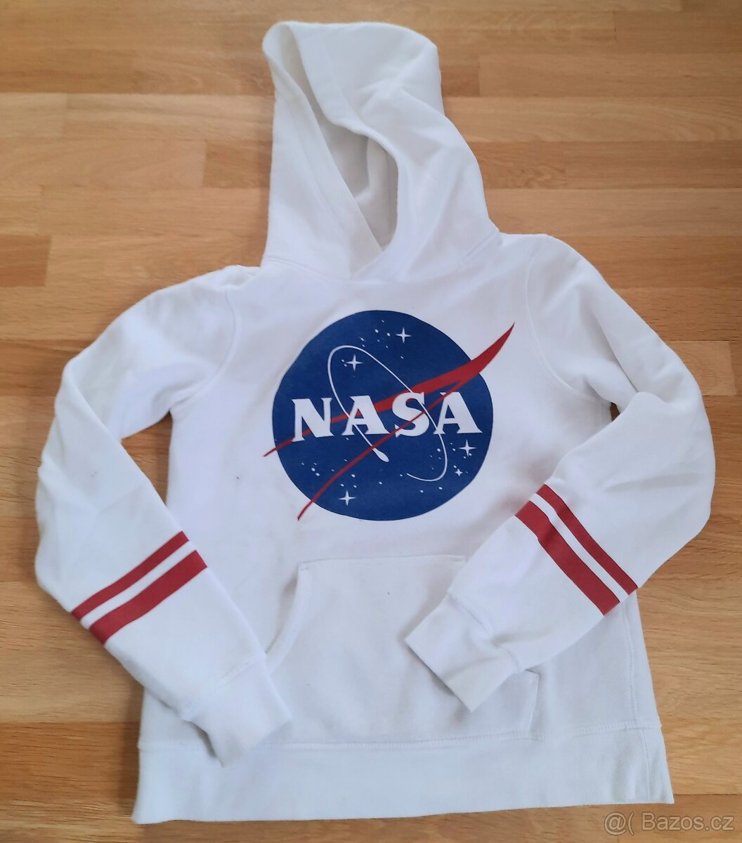 Bílá mikina H&M NASA vel. 158/164 s kapucí