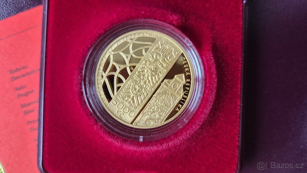 Zlatá mince 5 000 Kč Olomouc, 2024, PROOF
