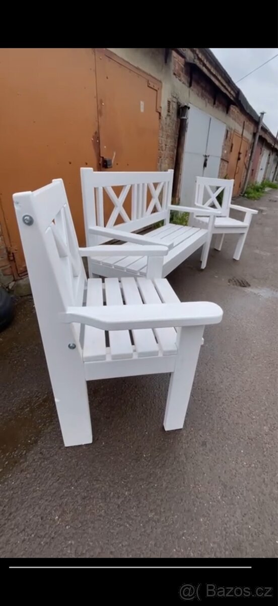 Lavička a židle (ruční výroba)