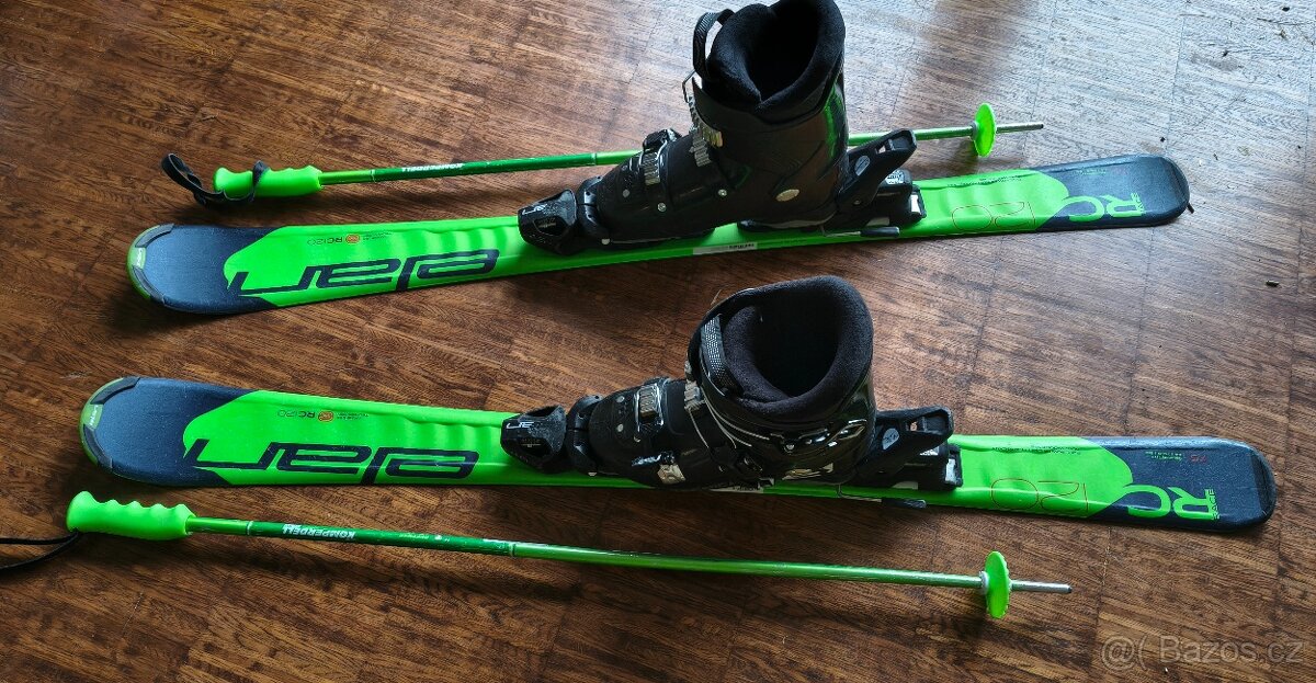 Set dětské lyže ELAN RC 120, lyžáky Technica 3, hůlky