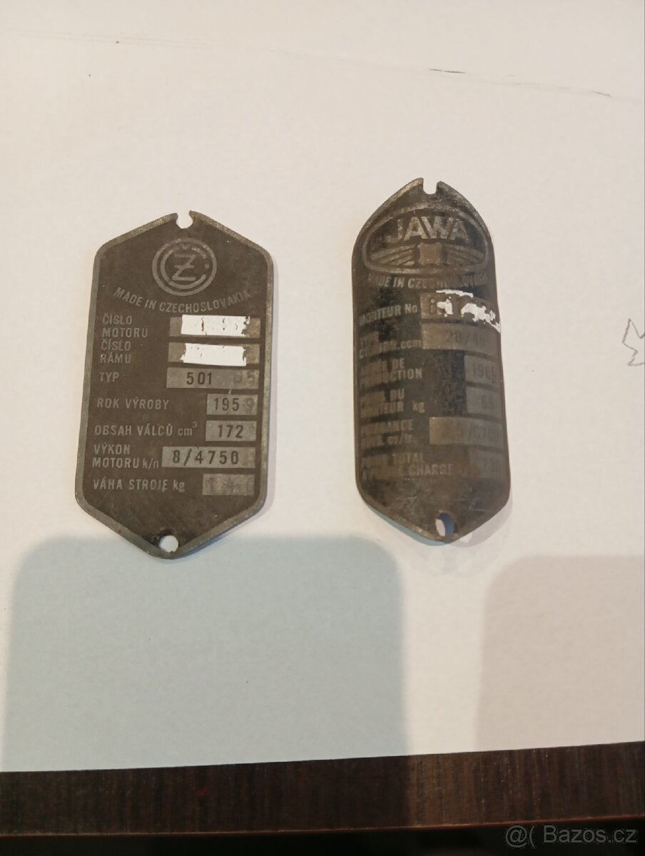 Štítky TP Jawa ČZ