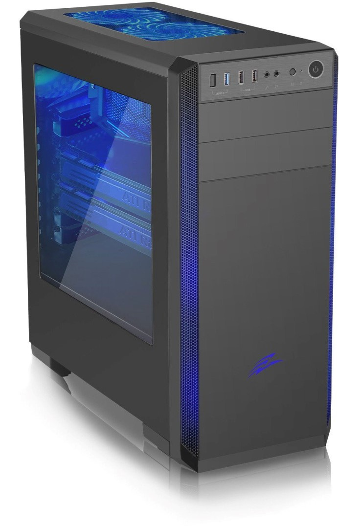 ATX case EVOLVEO T3 + 3x LED BLUE FAN + 350W zdroj