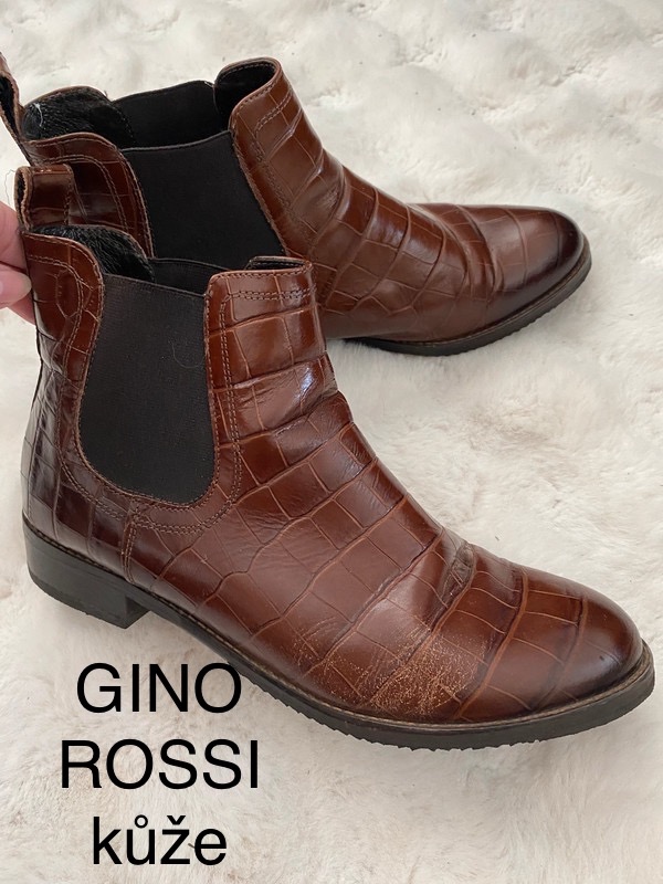 Gino Rossi kozene kotnikovkozacky boty hnede 37