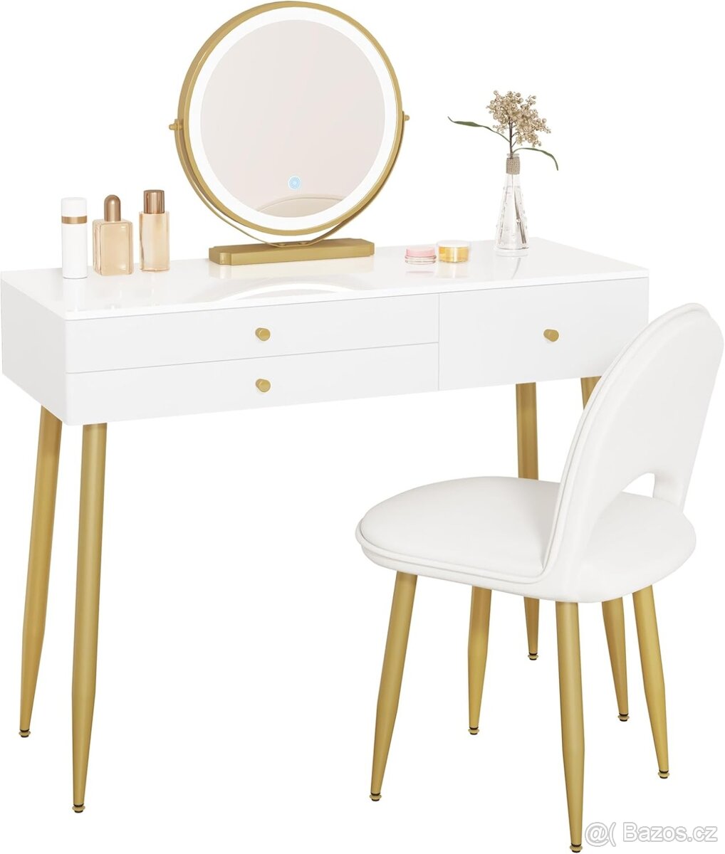 Nový kosmetická stůl se zrcadlem s Led světlem + židle