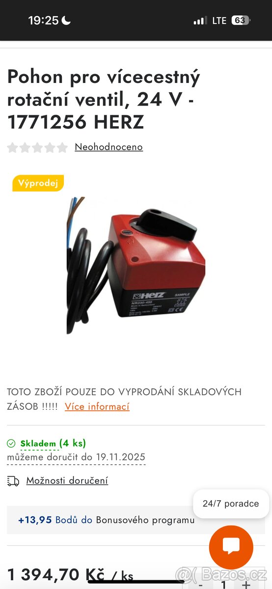 Vodovodní baterie , servopohon, trojcestný ventil