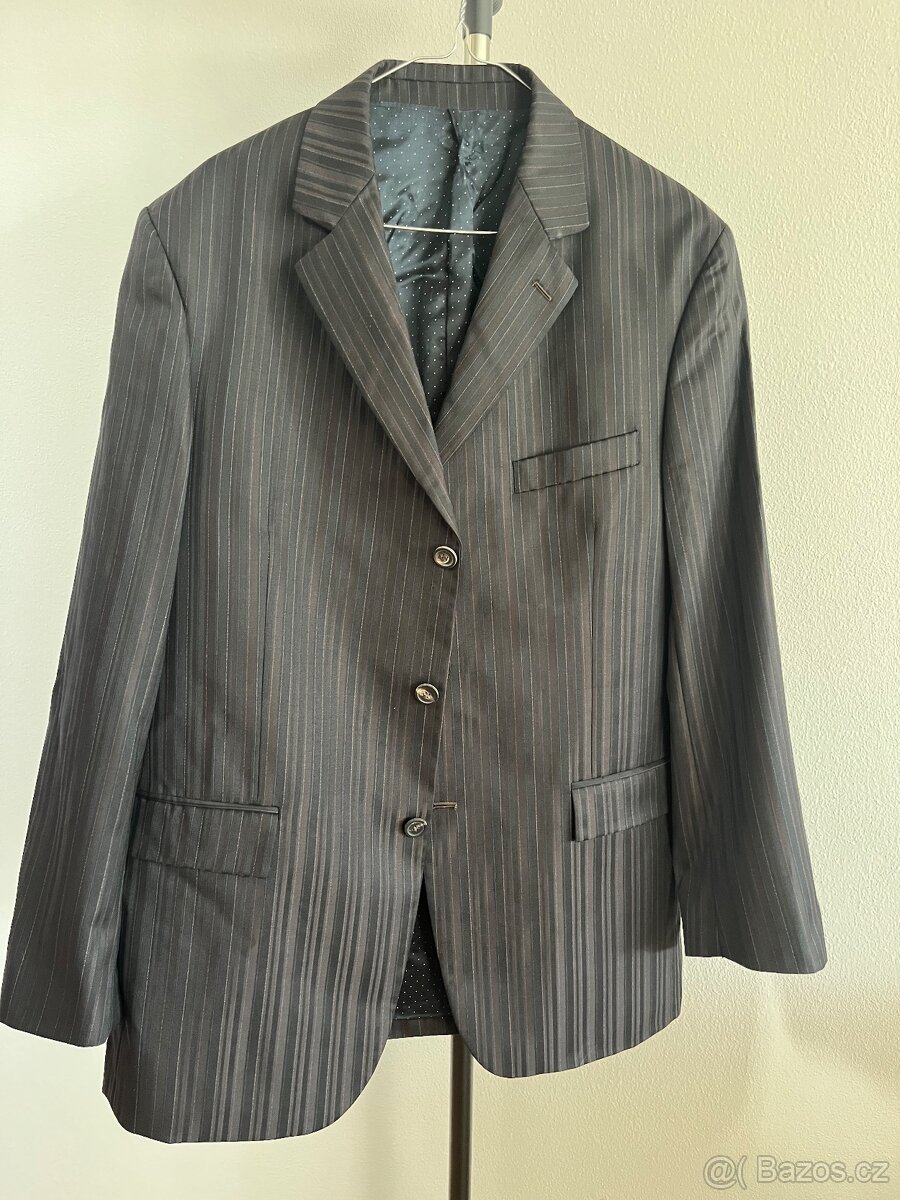 Pánský oblek Givenchy - hnědý s jemným proužkem