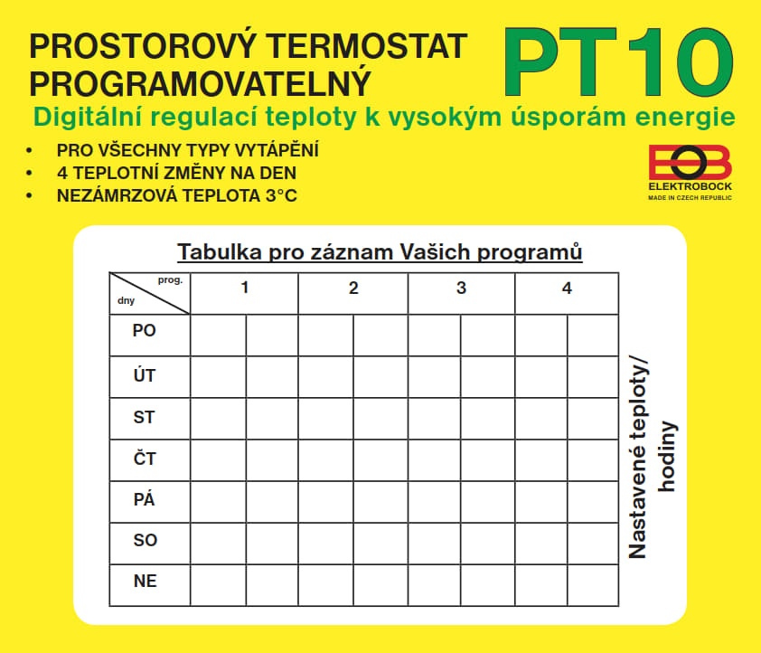 prostorový termostat PT10
