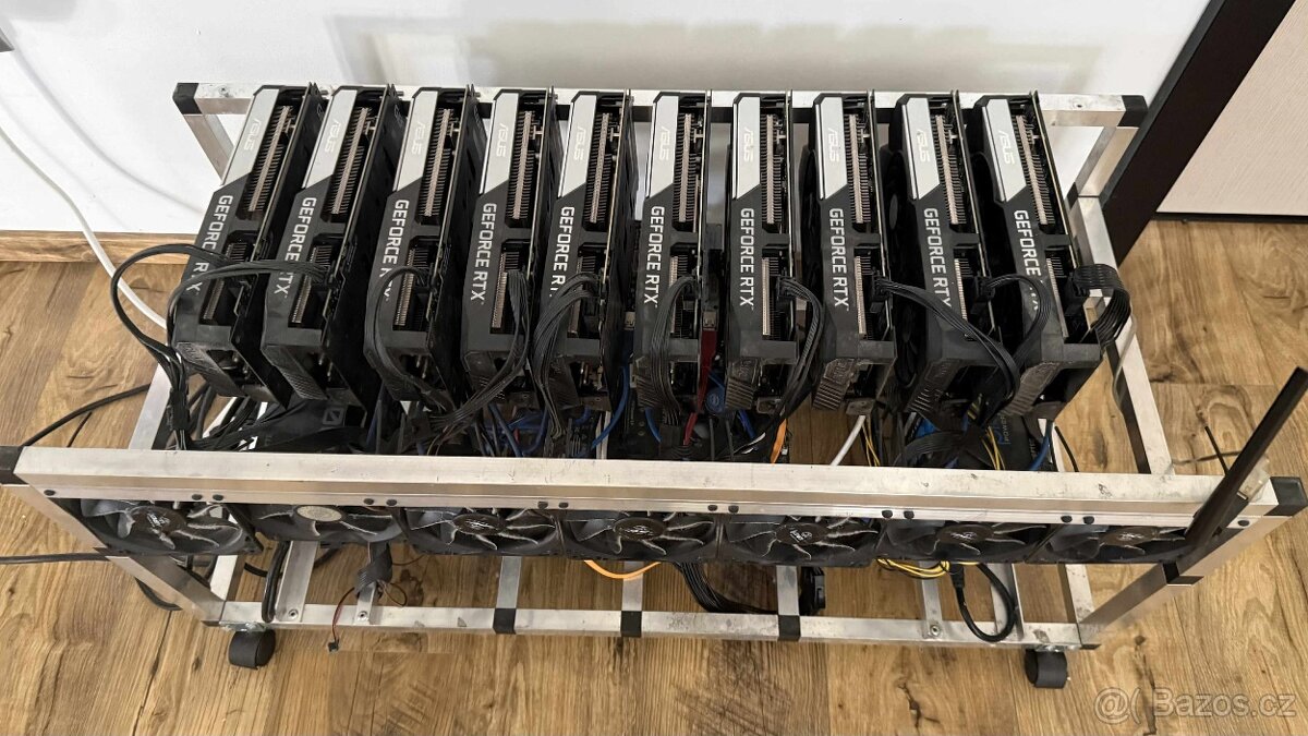 Mining rig - 9x RTX 3060 Ti+1x RTX 3070 (8GB RAM) - ASUS /pl