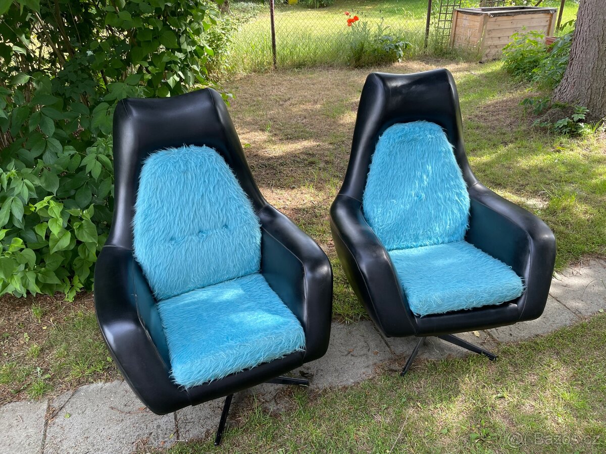 Retro křesla 2ks otočná