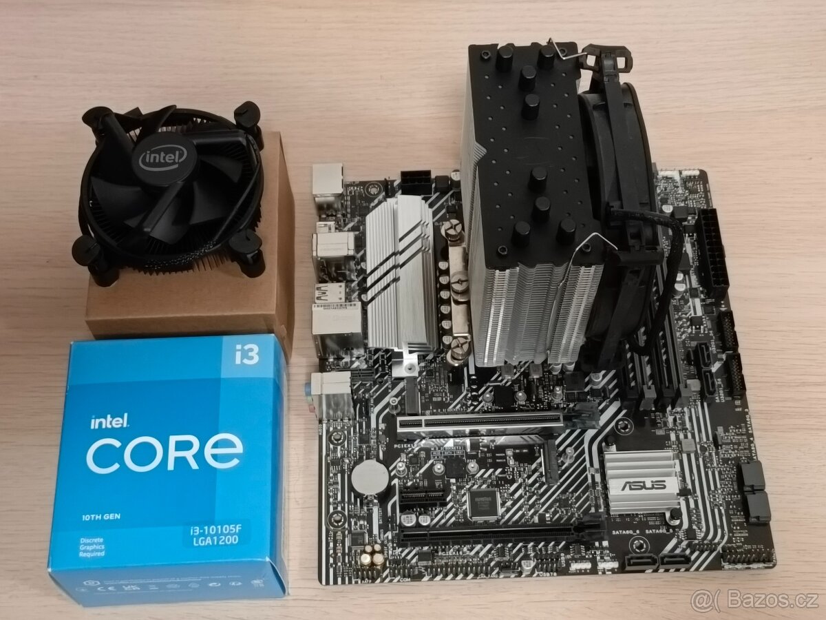 Slušná základná doska s procesorom a chladičom