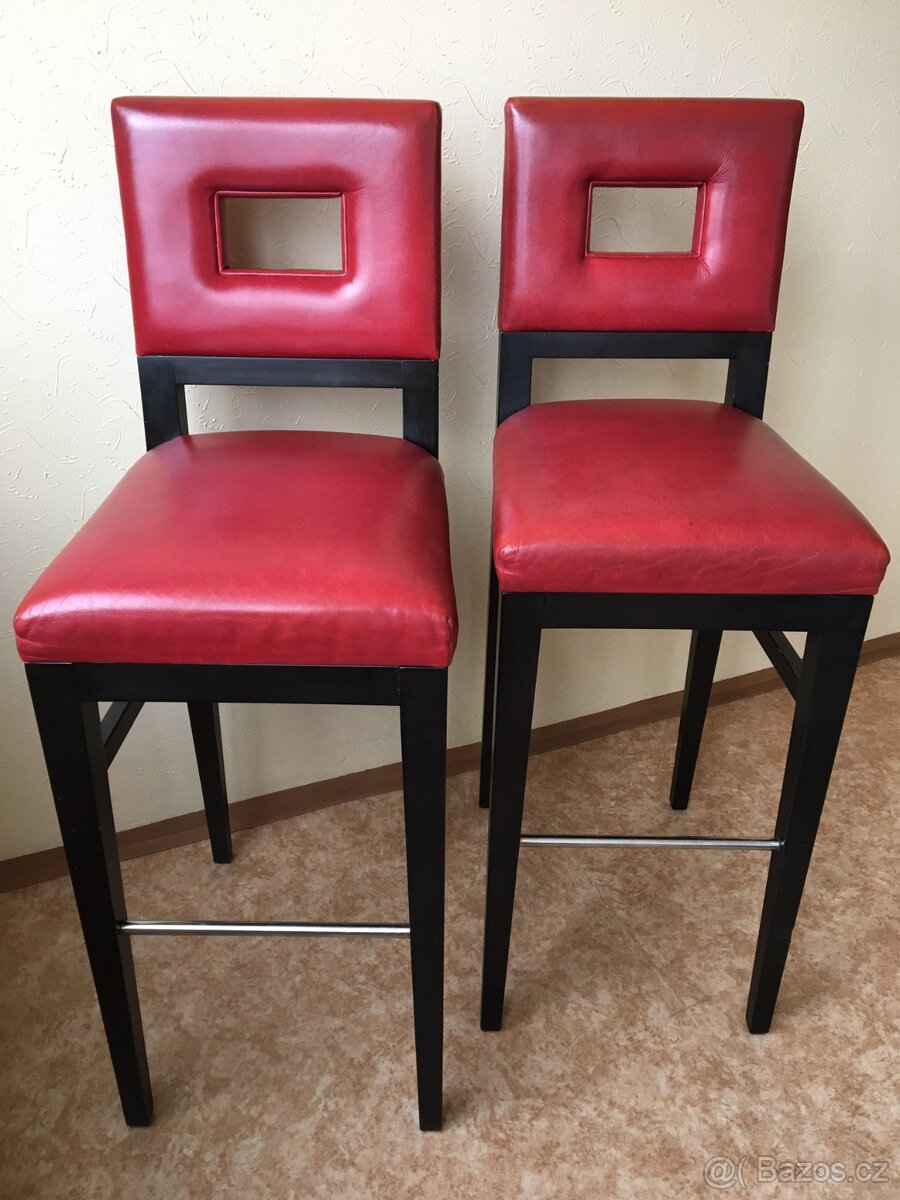 2x LUXUSNÍ KOŽENÁ BAROVÁ ŽIDLE