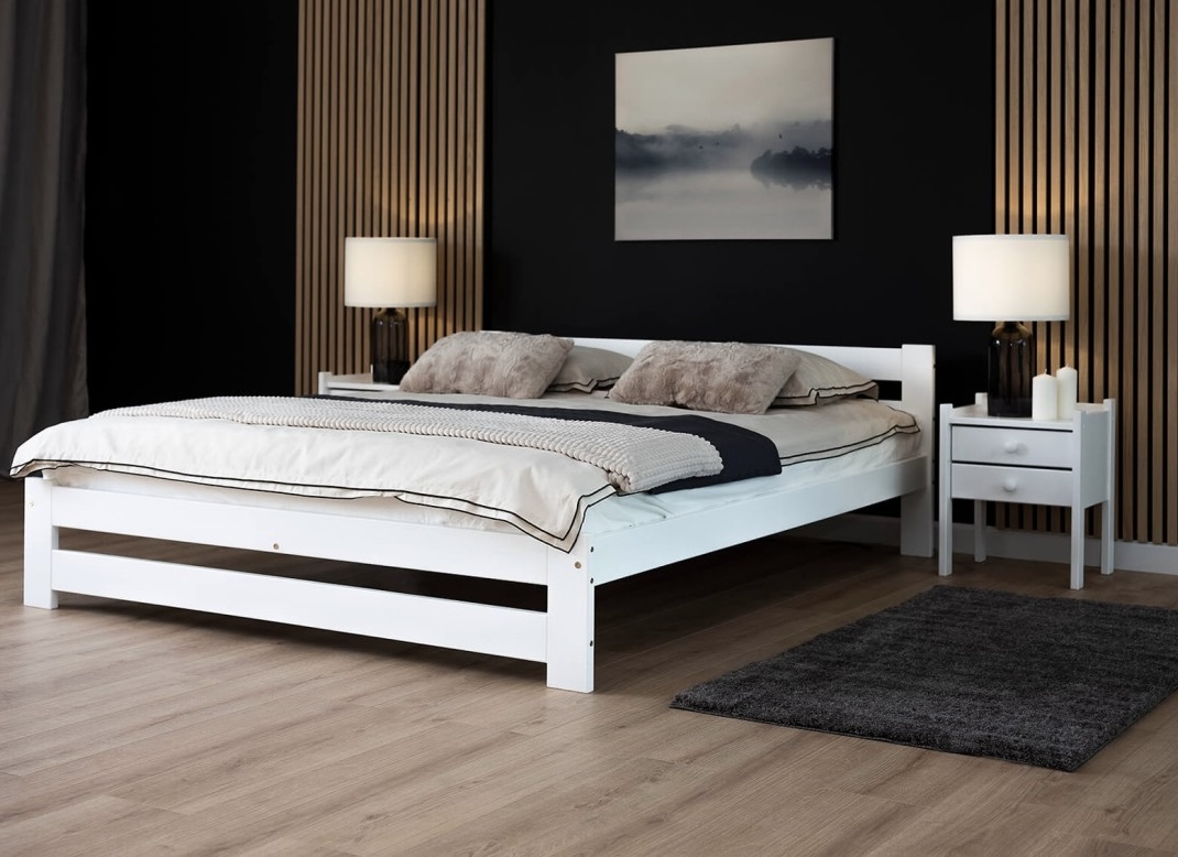 Nová postel 180x200 cm BÍLÁ + rošt