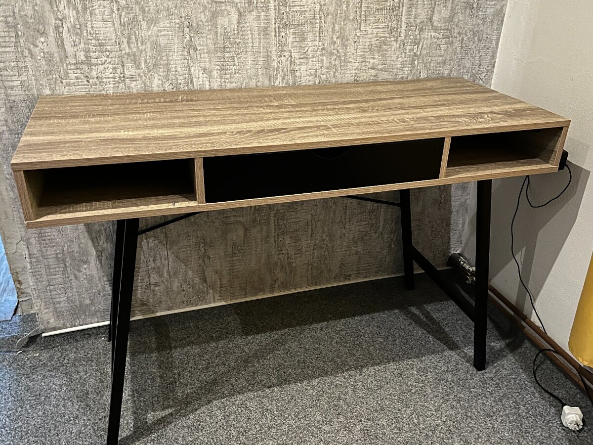 Psací stůl 48×120 barva světlého dubu/černá
