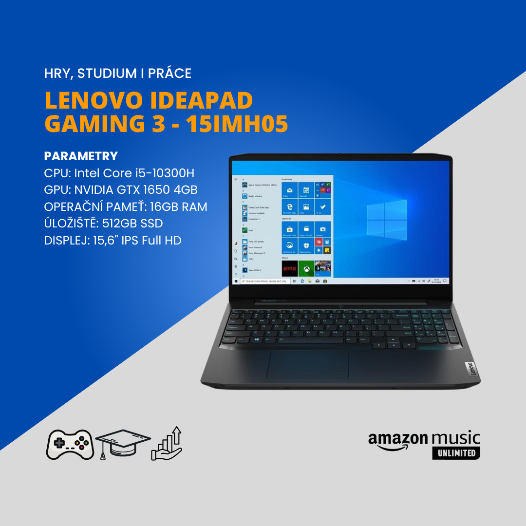 Herní notebook Lenovo Ideapad Gamind 3 - 15IMH05