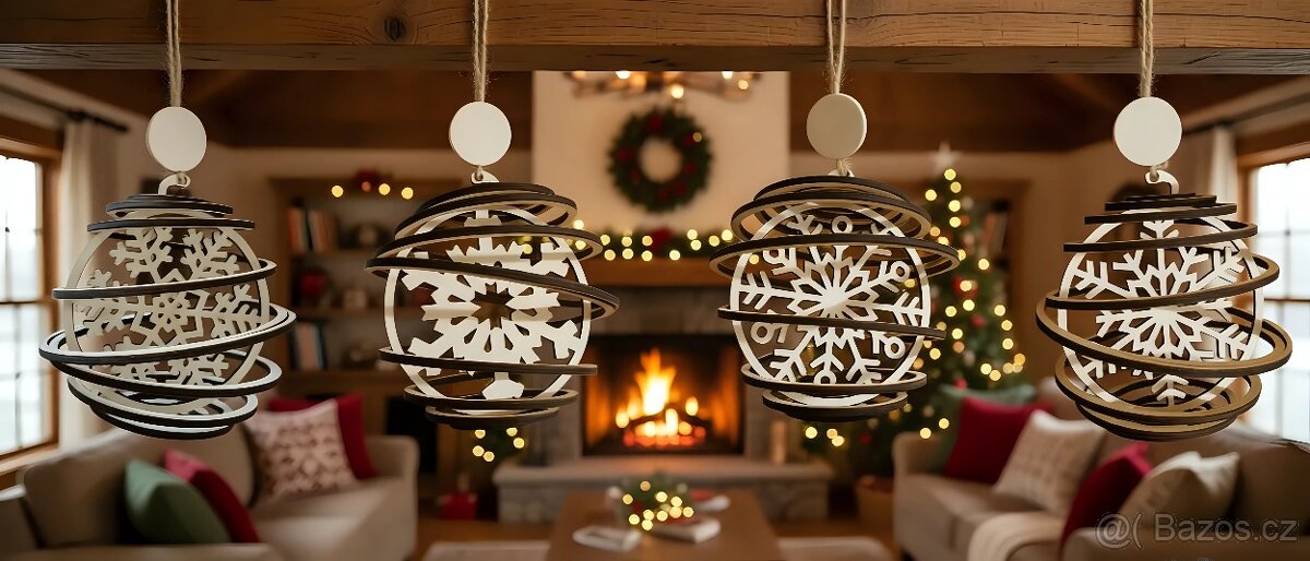 České přírodní dřevěné ozdobičky