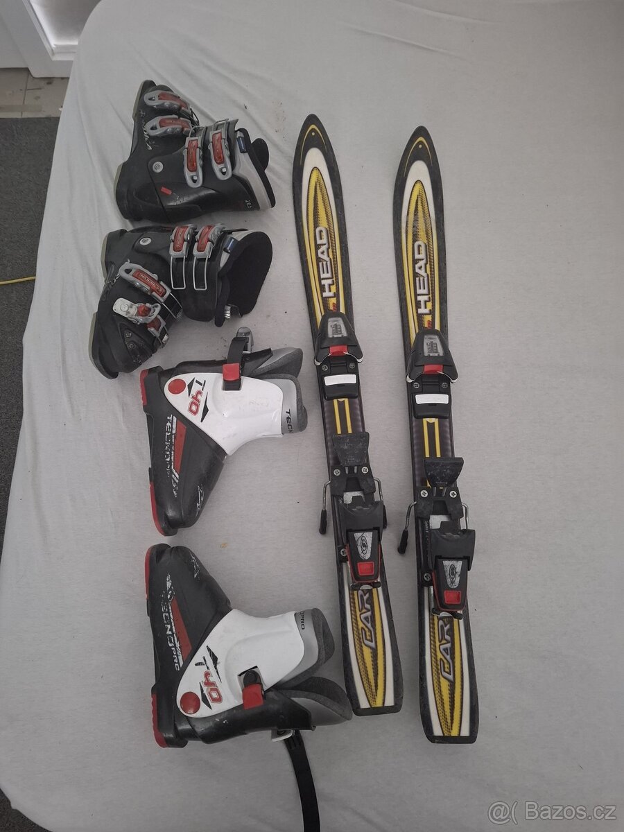 Dětské lyže 90 + vázání + boty 240 a 234