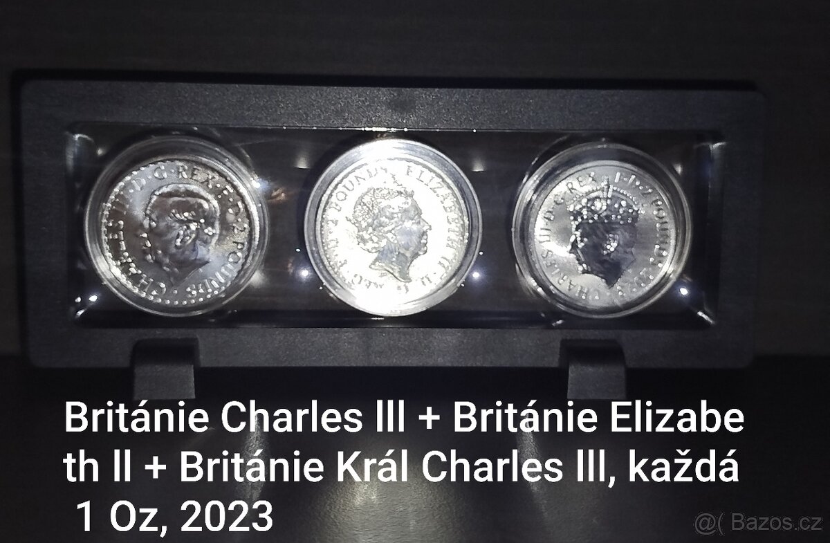Set 3 ks stříbrných investičních mincí Britannia 1 OZ 2023